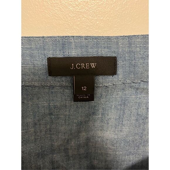 J. Crew Chambray Beaded Tie Shoulder Tank Top sz 12 EUC - Picture 3 of 7